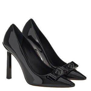 New Ferragamo Ladies Vara bow Patent Black Pumps, Size 7